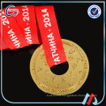 Silver color judo medal with printing ribbon